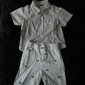GYMBOREE Gray Shark Shirt & Shorts Set 3T